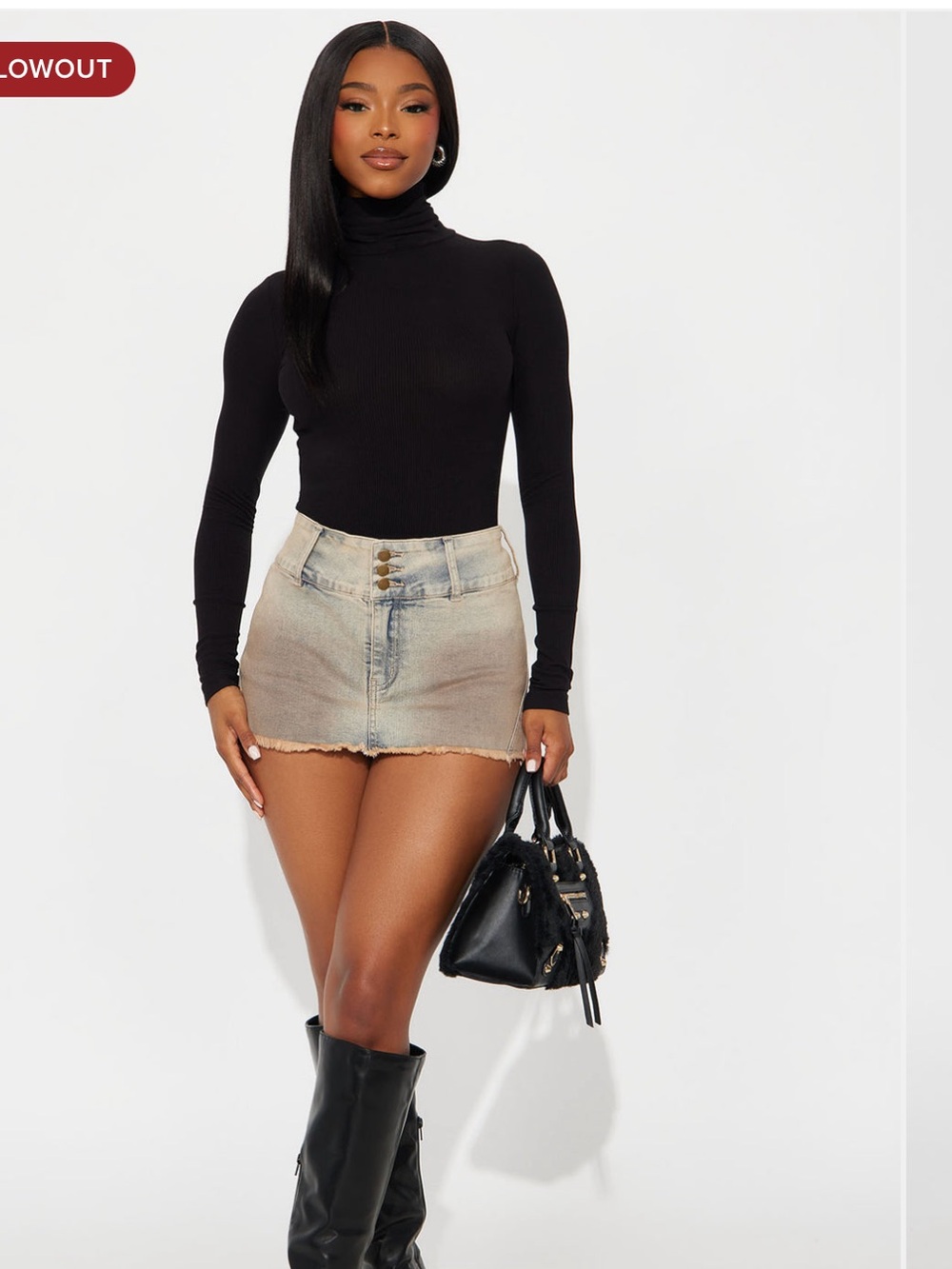 Fashion Nova Washed Tan Denim Micro Mini Skort